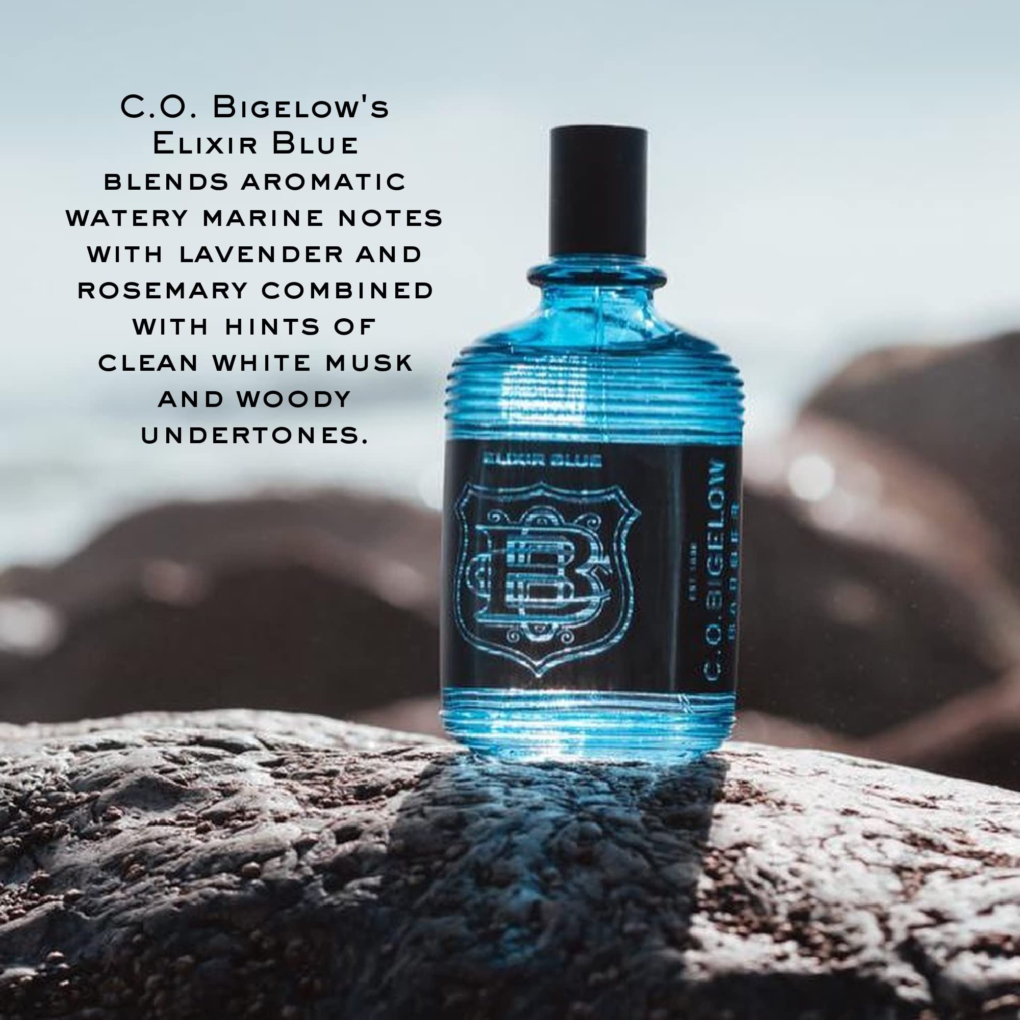 C.O. Bigelow Elixir Blue Cologne for Men – Long-Lasting Watery Marine Fragrance, 2.5 Fl Oz