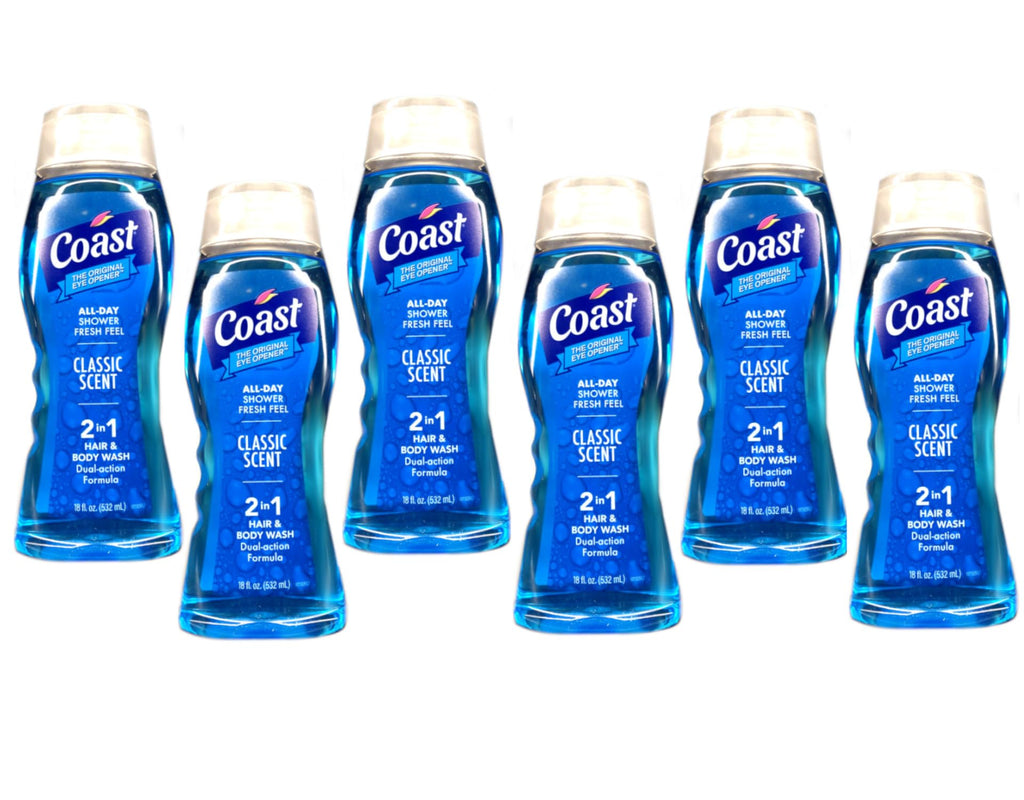 Coast 2-in-1 Hair & Body Wash Classic Scent 18 oz Pack of 6