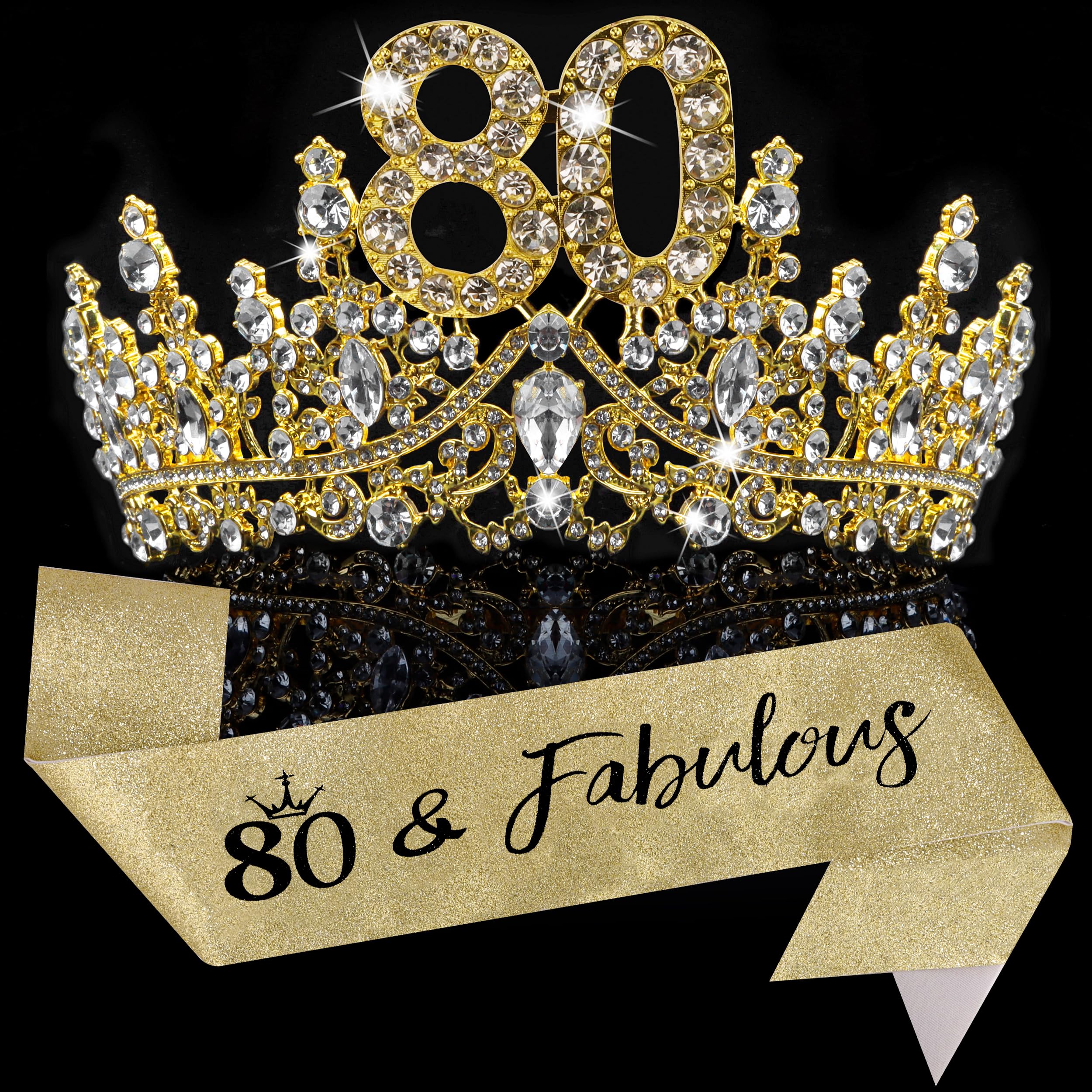 COCIDE 80th Birthday Sashes, Crowns & Decorations – Sash & Tiara Set for Women & Girls