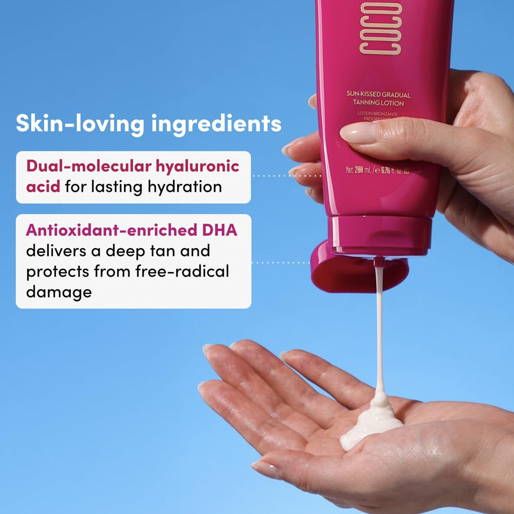 Coco & Eve Sun-kissed Gradual Tanning Lotion – Buildable, Streak-Free Sunless Tan with 72H Hydration