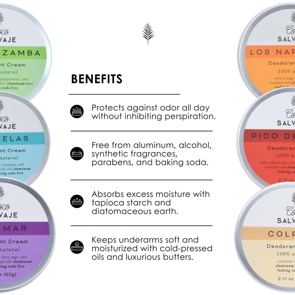 COCO SALVAJE Natural Deodorant for Women & Men | Aluminum-Free, Vegan & Hypoallergenic | Lemongrass 2.11oz