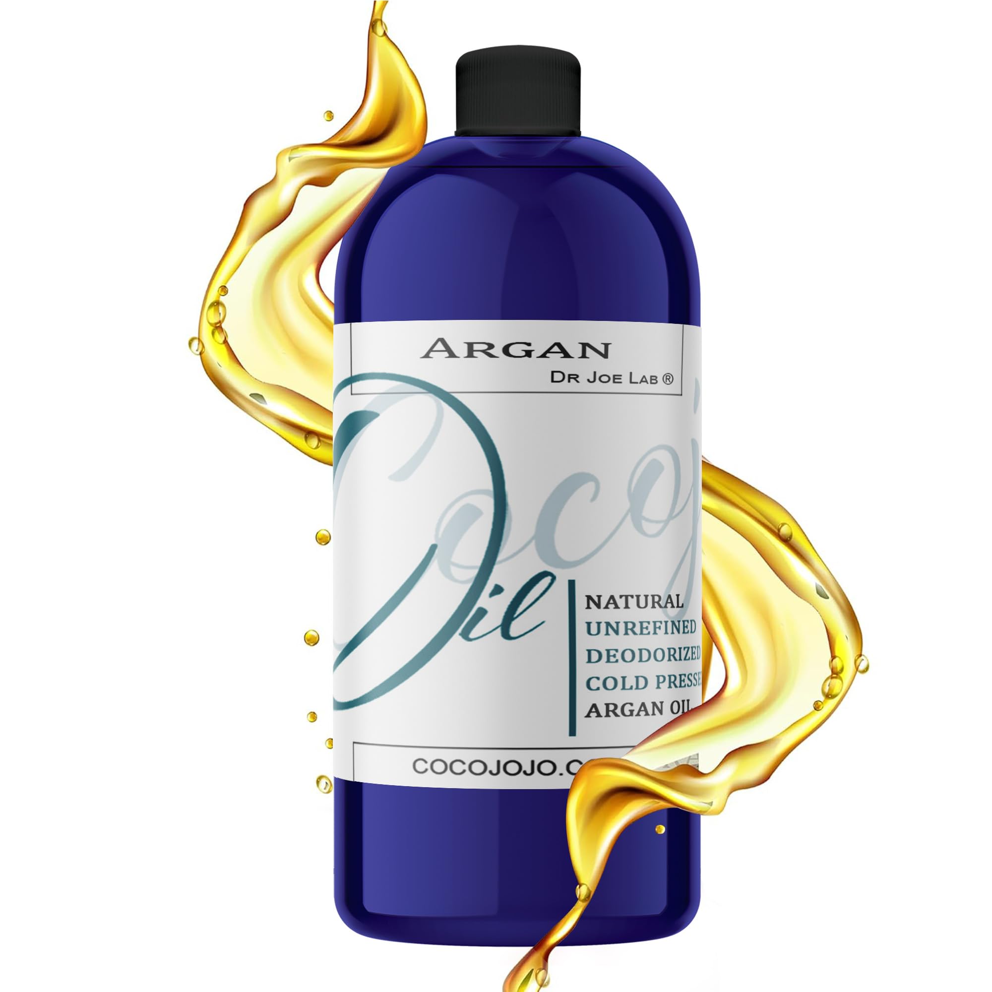 cocojojo Argan Oil Deodorized – 32 oz Cold-Pressed Unrefined Oil for Hair & Face