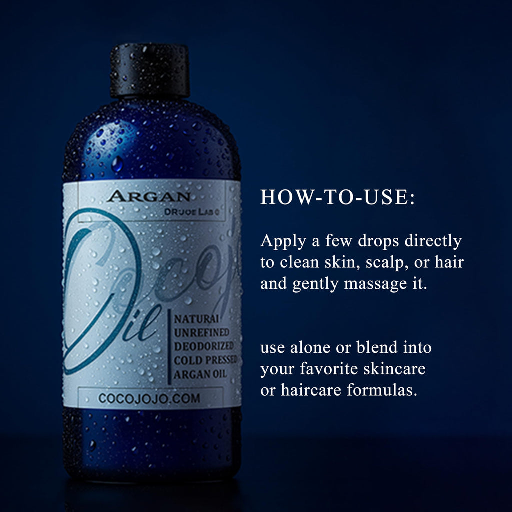 cocojojo Argan Oil Deodorized – 32 oz Cold-Pressed Unrefined Oil for Hair & Face
