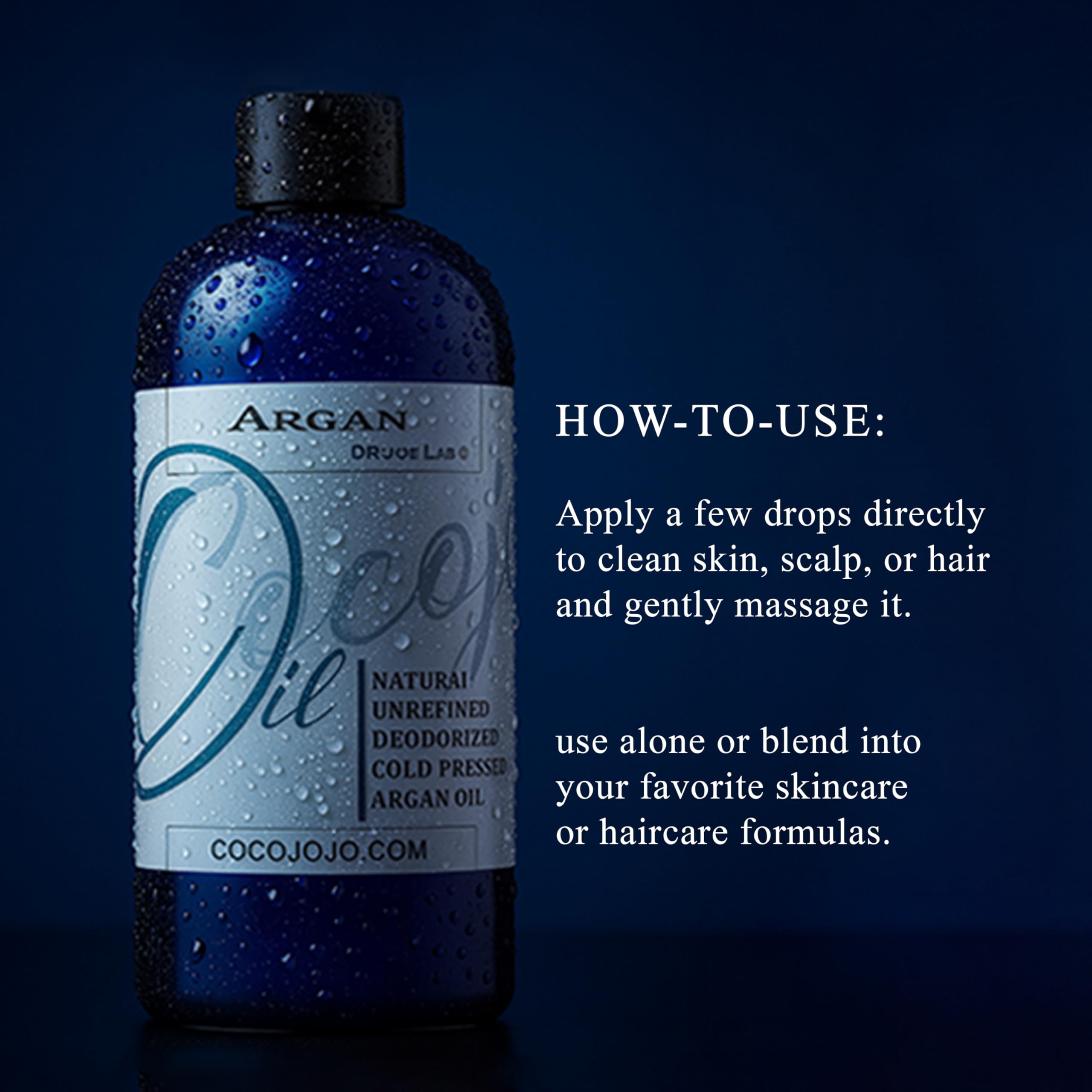 cocojojo Argan Oil Deodorized – 32 oz Cold-Pressed Unrefined Oil for Hair & Face