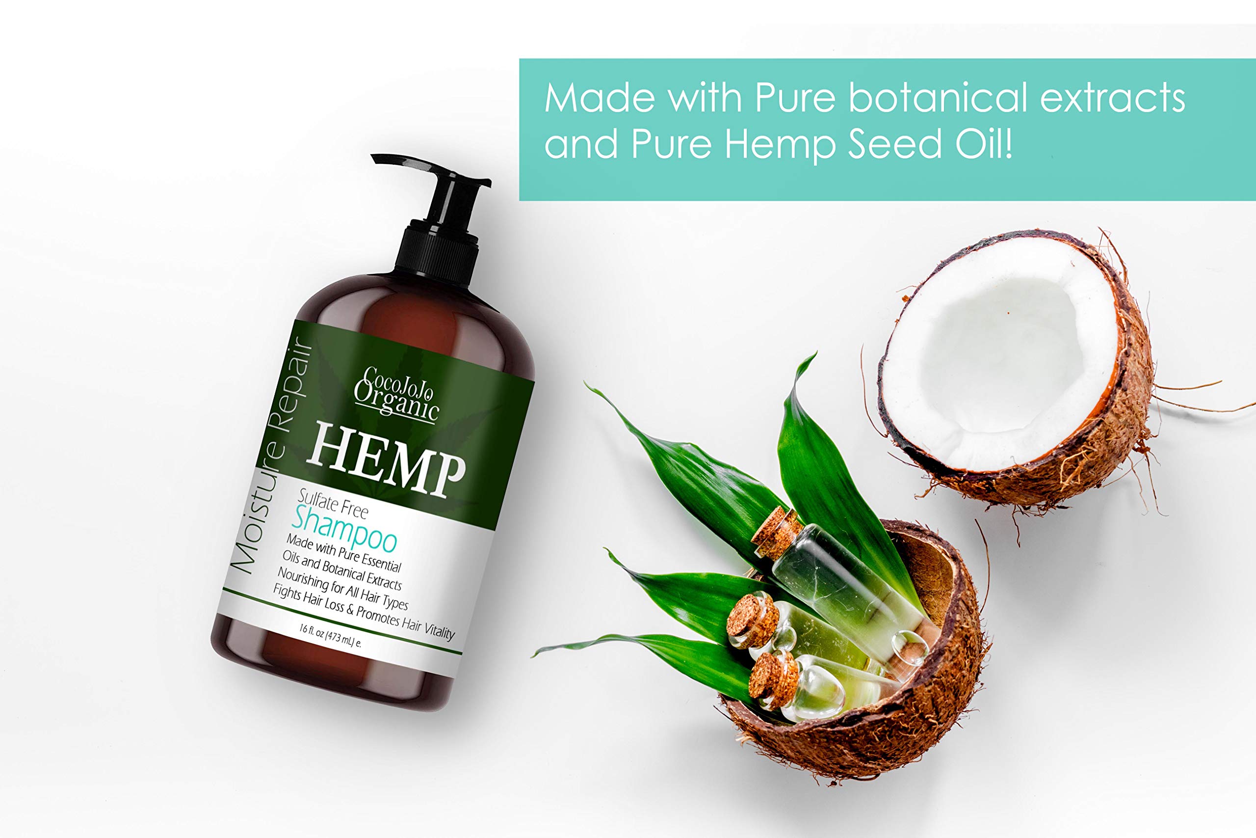 Cocojojo Hemp Shampoo 16 oz - Volumizing, Ultra Hydrating, Sulfate & Paraben-Free