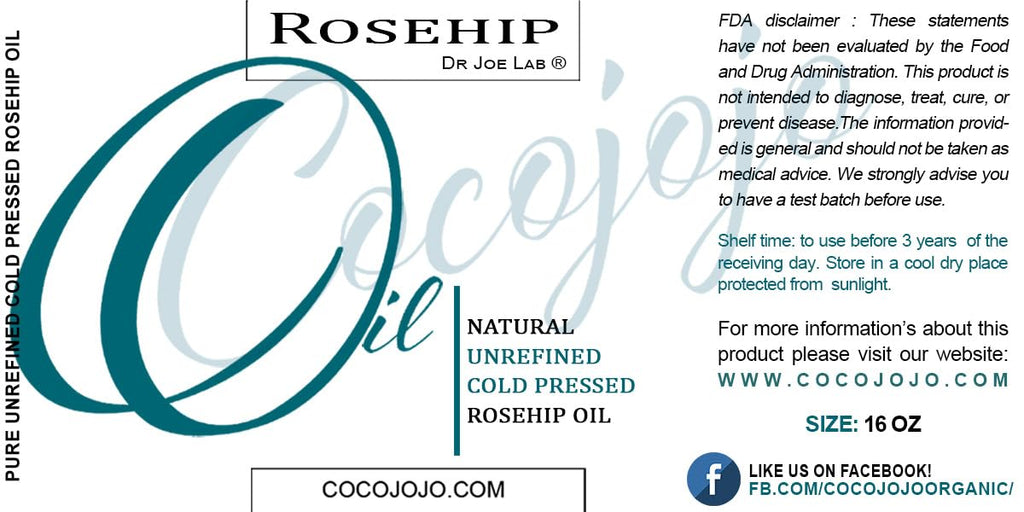 Cocojojo Rosehip Oil – Pure Cold-Pressed Seed Oil, 16 oz (Egypt Origin)