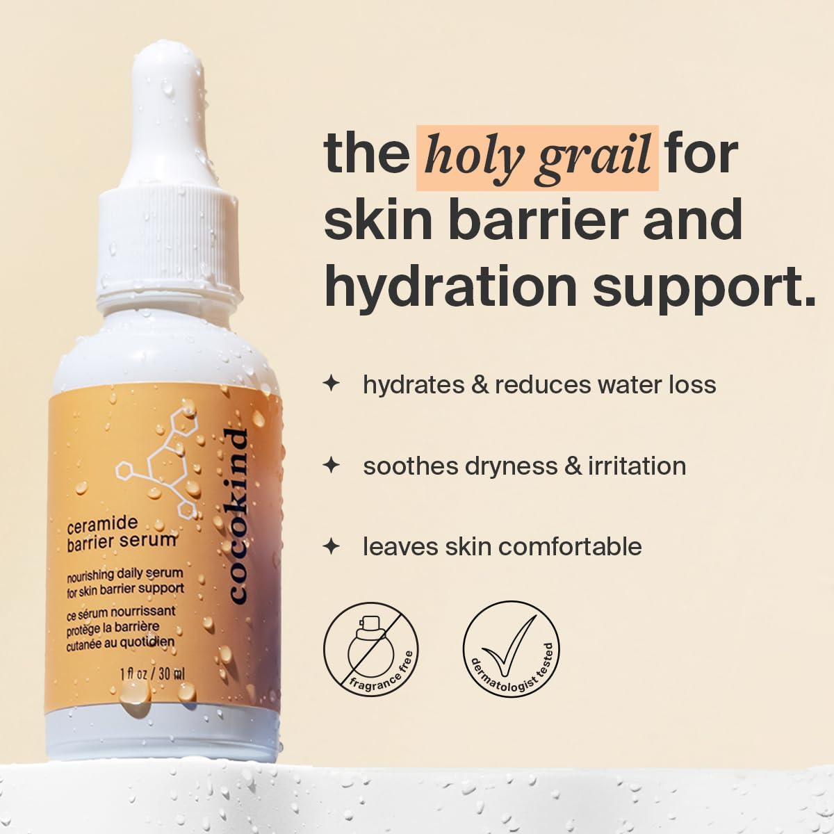 Cocokind Ceramide Barrier Serum – Fragrance Free Hydration for All Skin Types, 2oz Jumbo