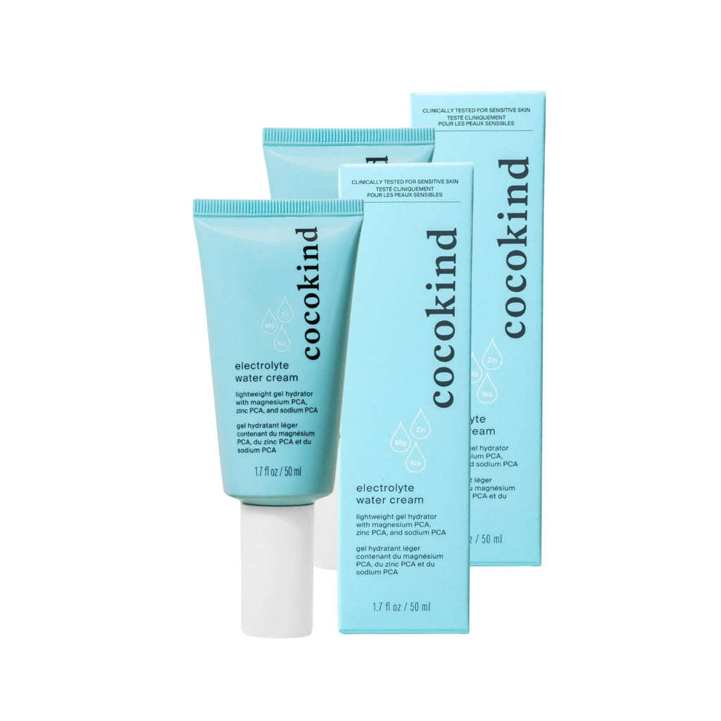 Cocokind Electrolyte Water Cream | Lightweight Hydrating Gel Moisturizer for All Skin Types | 2 Pack, 1.7 Fl Oz