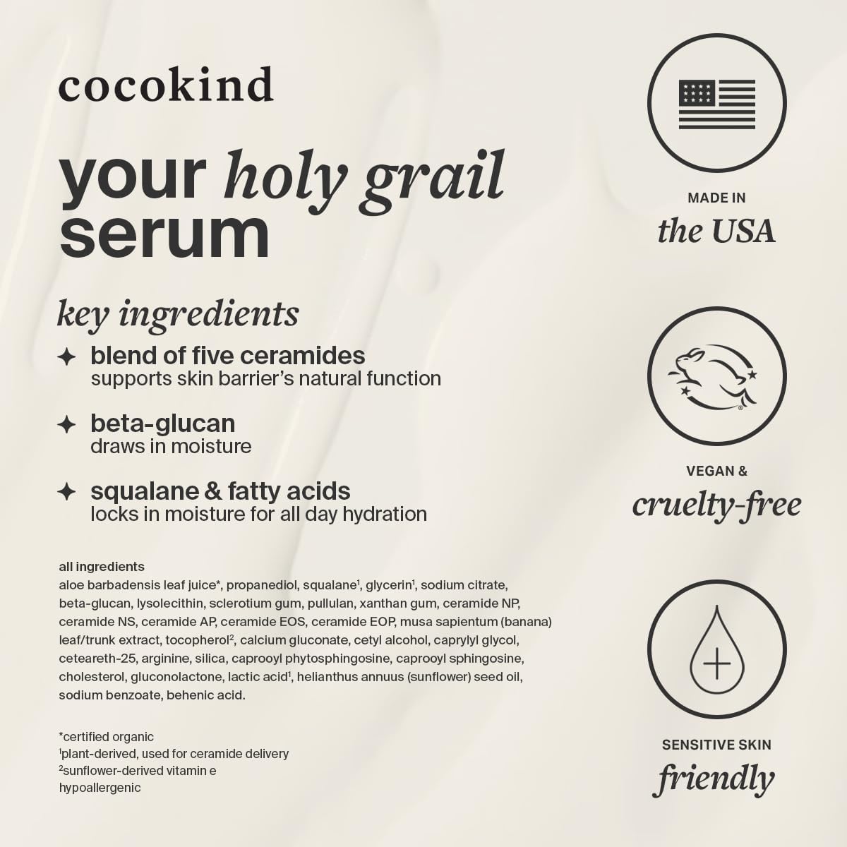 Cocokind Ceramide Barrier Serum – Fragrance Free Hydration for All Skin Types, 2oz Jumbo
