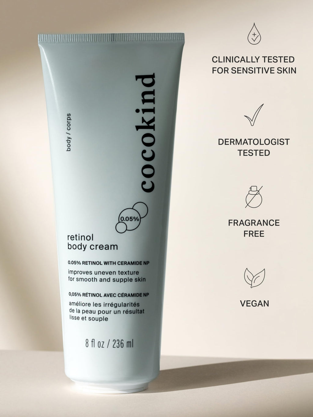 Cocokind Retinol Body Cream | Fragrance-Free, Vegan, Cruelty-Free, All Skin Types, 8 oz