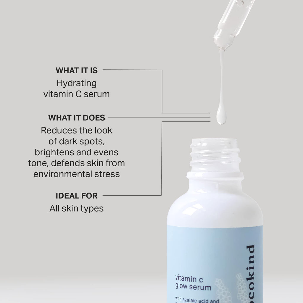 Cocokind Vitamin C Glow Serum with Azelaic Acid & Sea Grape Caviar for Bright, Even Skin | 1 fl oz