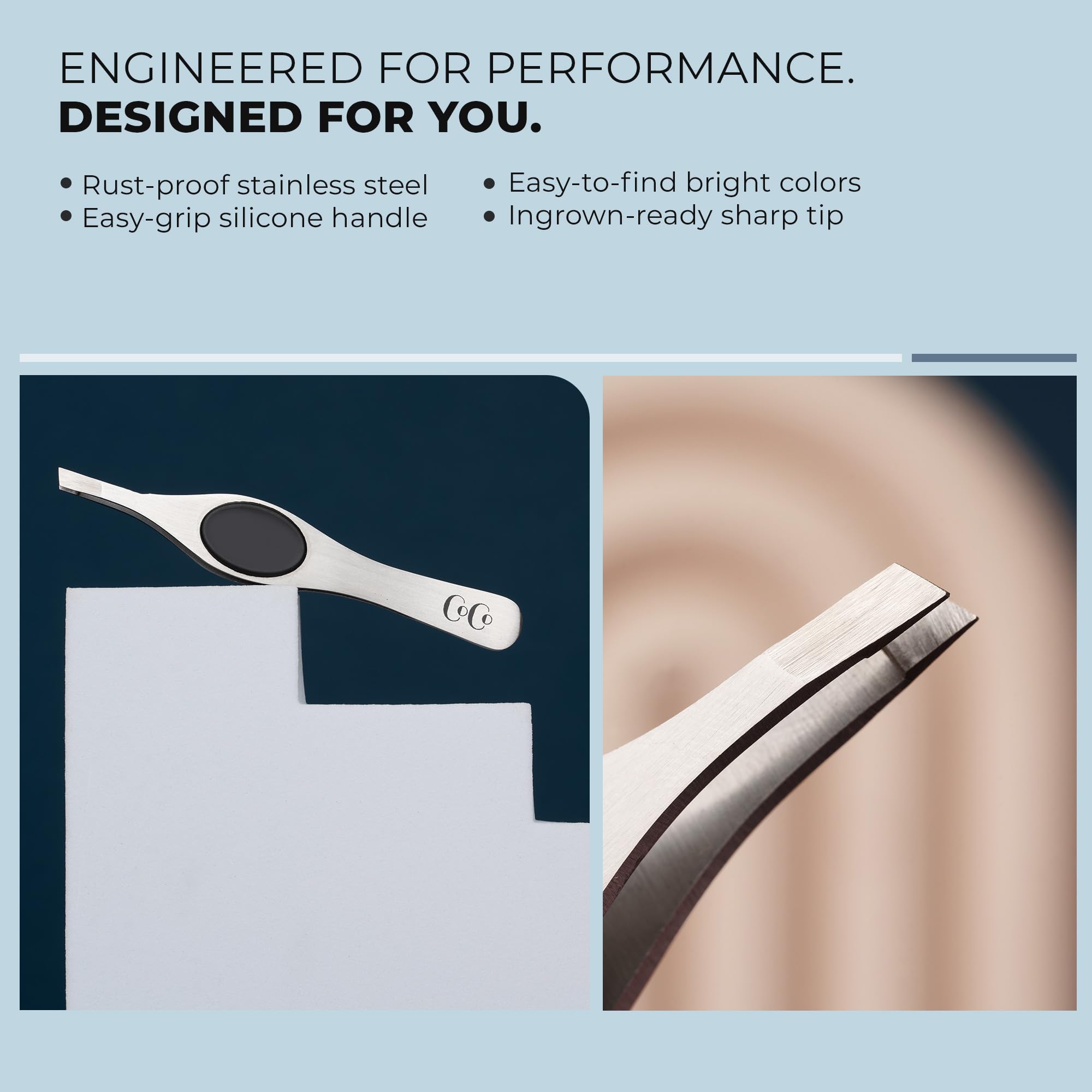 Coco's Closet Professional Slant Tip Tweezers – Eyebrow Shaping, Facial Hair & Splinter Removal