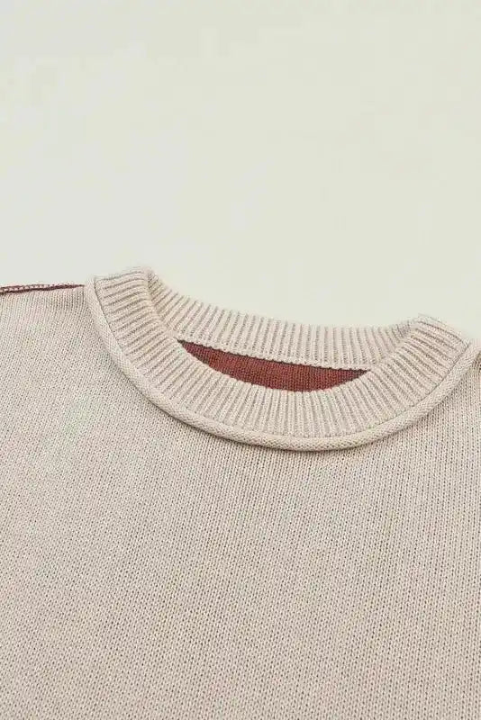 Coffee Leopard Print Colourblock Pullover Sweater Women UK