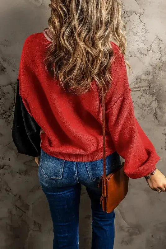 Coffee Leopard Print Colourblock Pullover Sweater Women UK