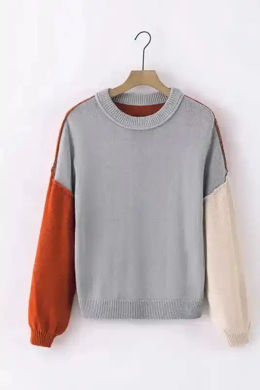 Coffee Leopard Print Colourblock Pullover Sweater Women UK