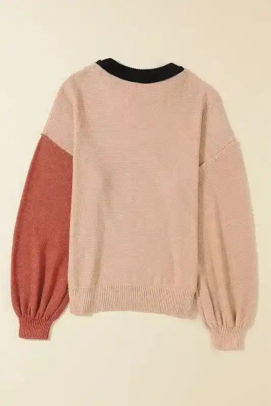 Coffee Leopard Print Colourblock Pullover Sweater Women UK