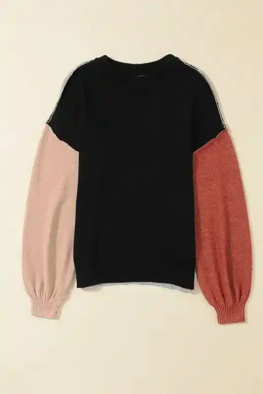 Coffee Leopard Print Colourblock Pullover Sweater Women UK