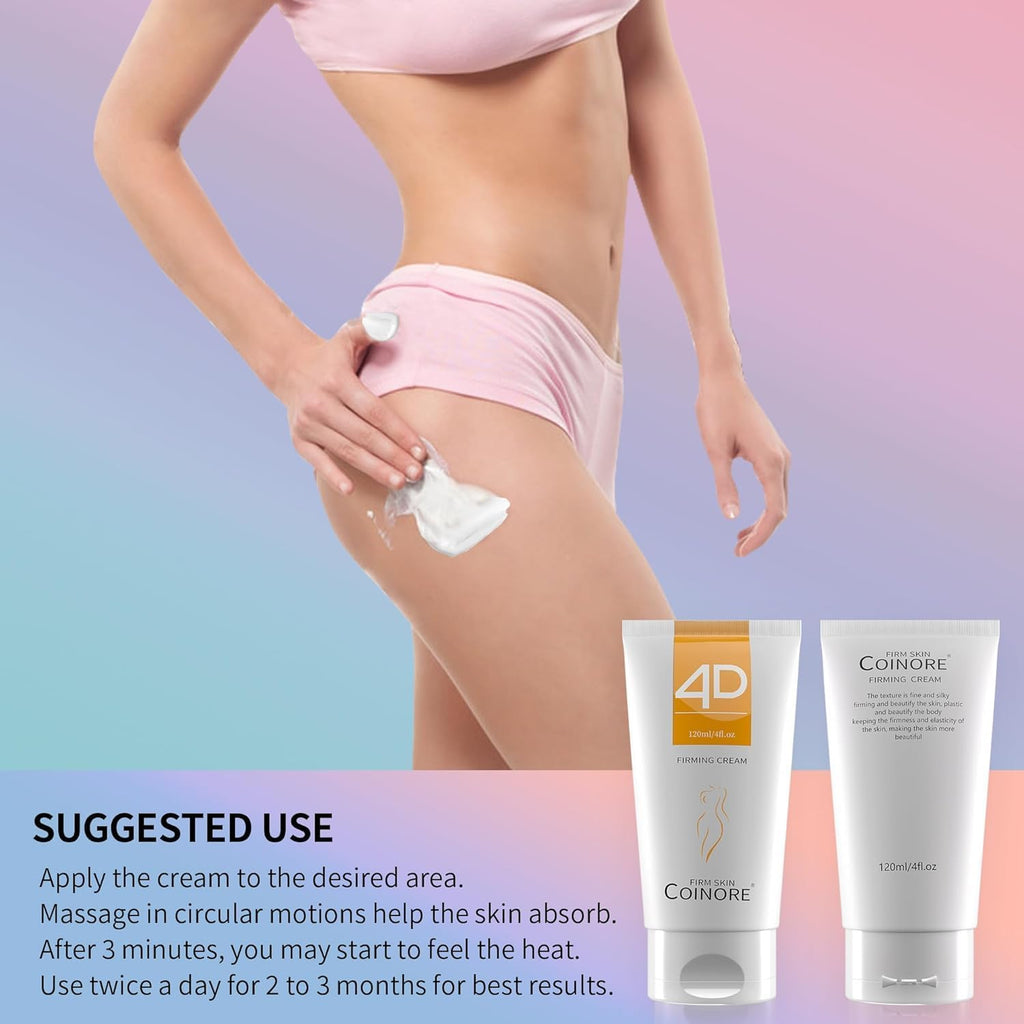 Coinore B Flat Belly Firming Cream — Fast Absorbing Moisturizer for Belly, Thigh & Buttocks | 4.0 Fl Oz