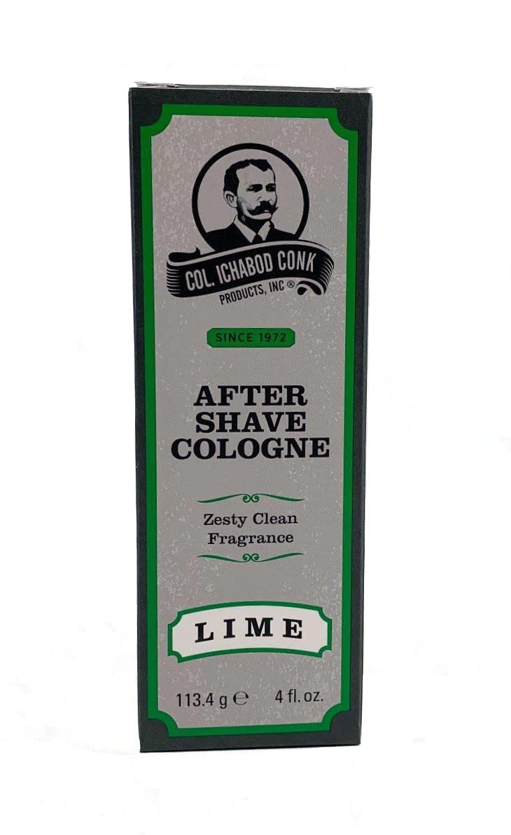 Colonel Ichabod Conk Lime After Shave Cologne – Invigorating Citrus Scent, 4 Fl Oz Glass Bottle