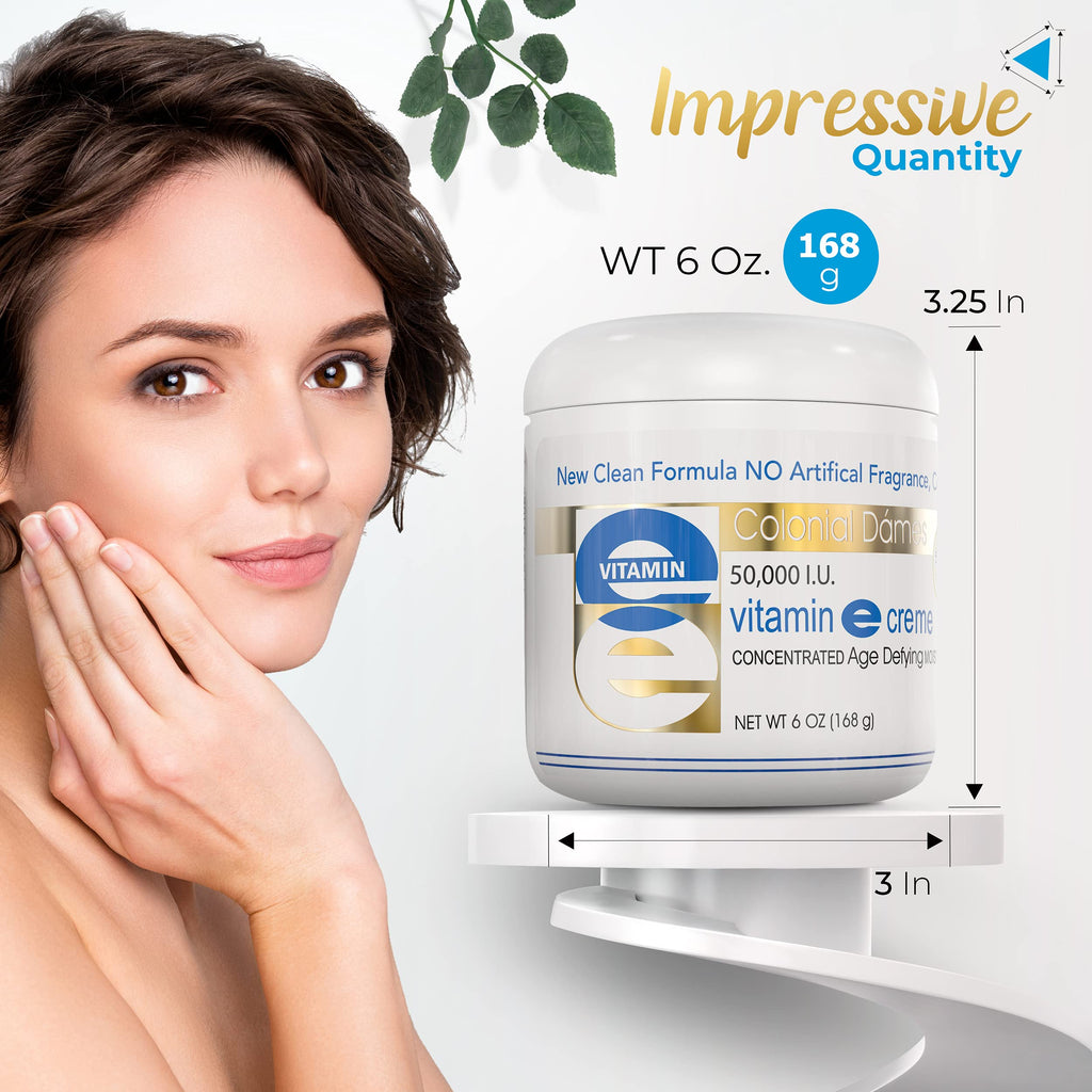 Colonial Dames High Potency 50,000 IU Vitamin E Moisturizer | Hydration for Dry Skin & Fine Lines