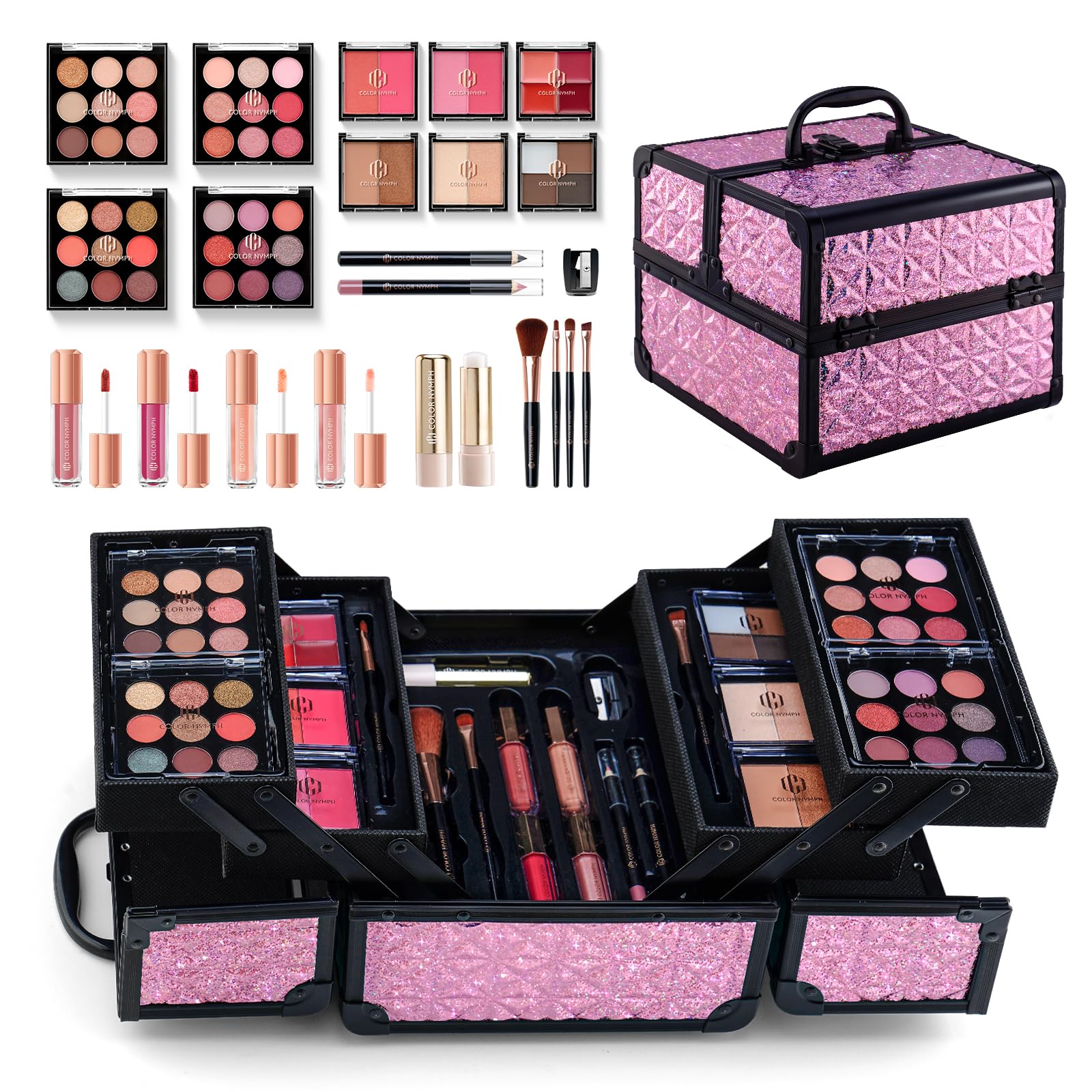 Color Nymph All-in-One Makeup Kit for Teens – 36 Eyeshadows + Train Case