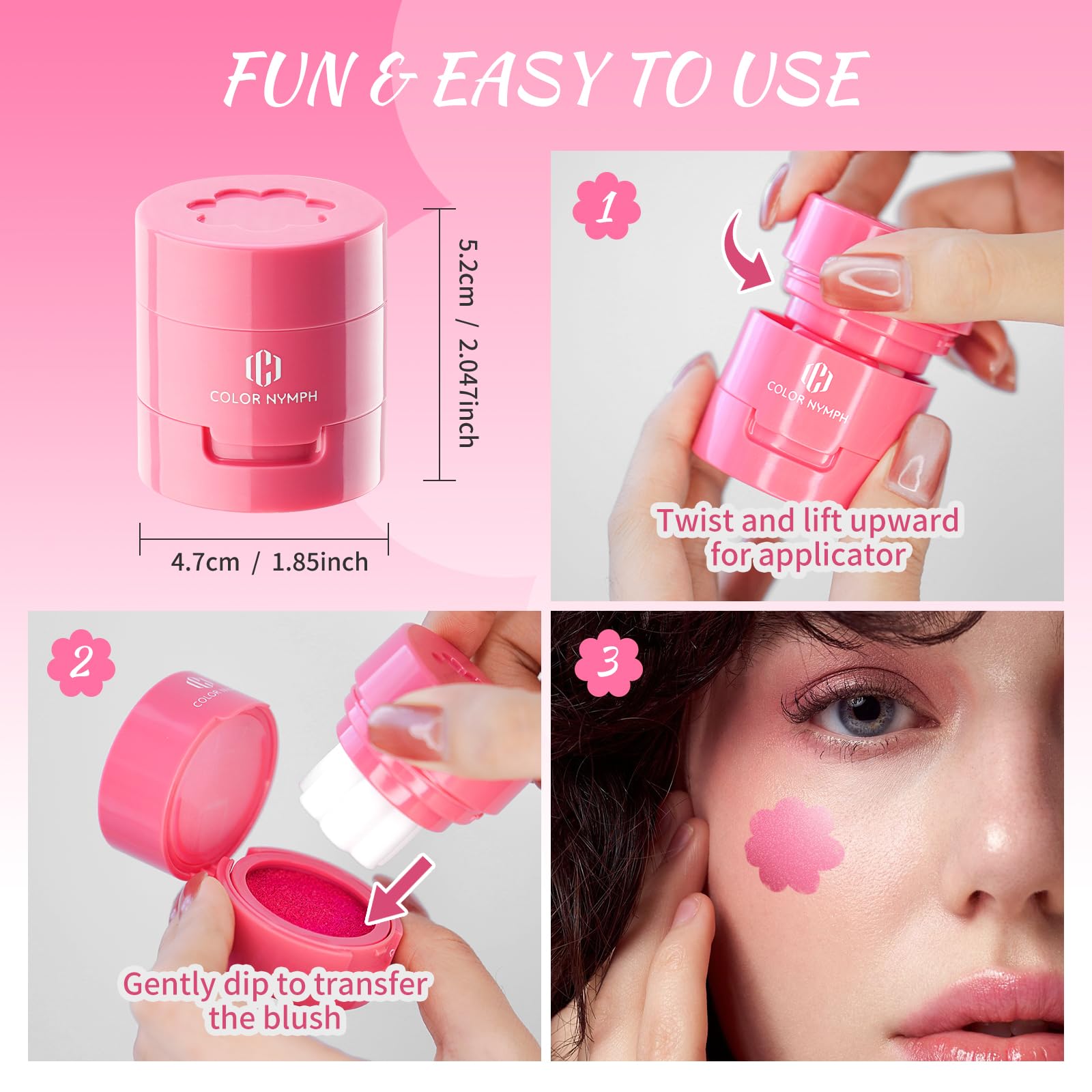 Color Nymph Liquid Blush Trio – Hydrating, Long-Lasting Stamp Blush for Cheeks & Lips