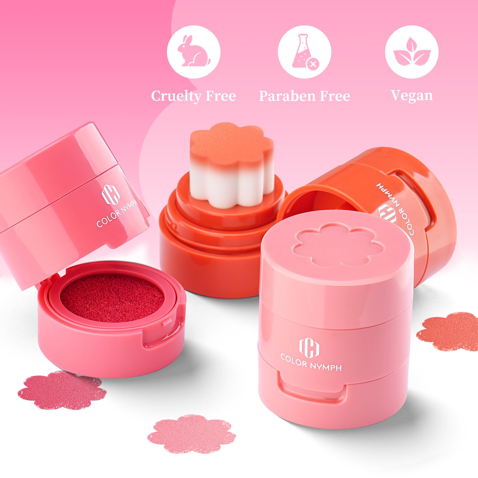 Color Nymph Liquid Blush Trio – Hydrating, Long-Lasting Stamp Blush for Cheeks & Lips