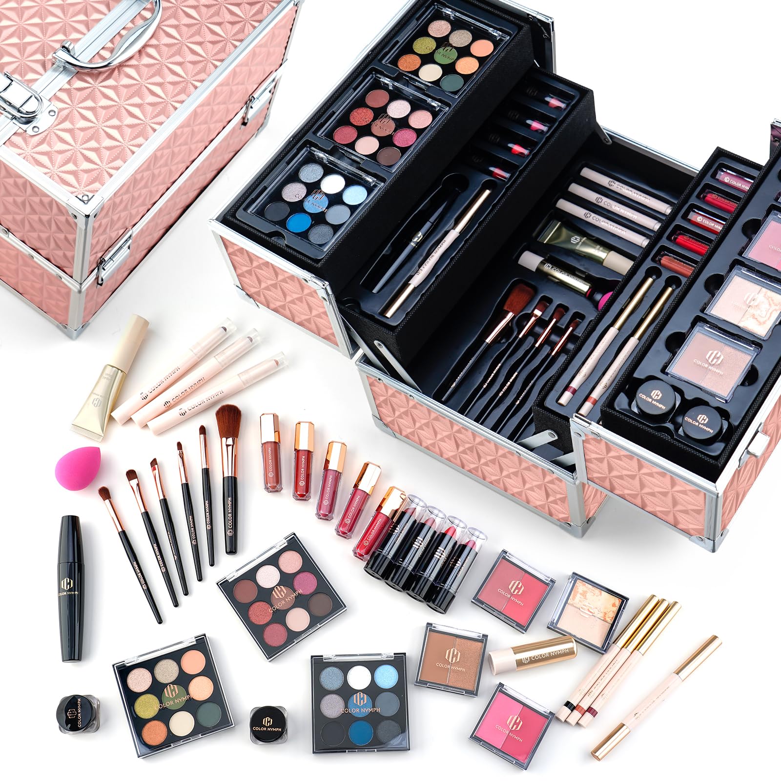 Color Nymph Professional Makeup Set for Teens & Women – Train Case Included