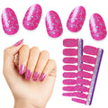 Color Street Bauble & Bright Hot Pink Glitter Nails with Blue Sparkle – 16 Real Polish Strips