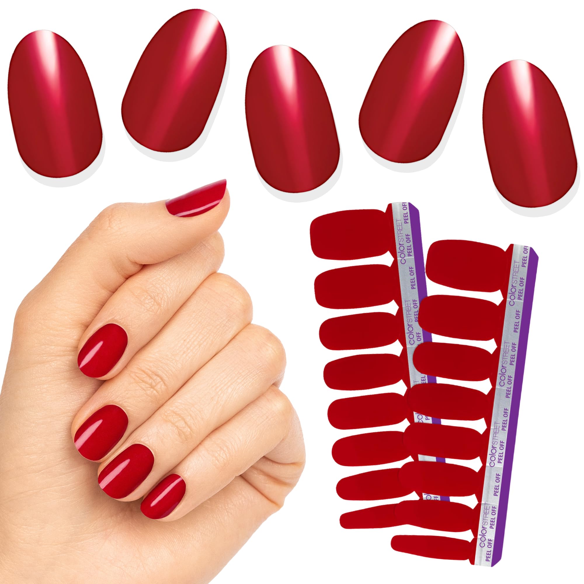 Color Street Beijing Beauty Nail Strips – Creme Finish, Quick Peel, 16 Strips