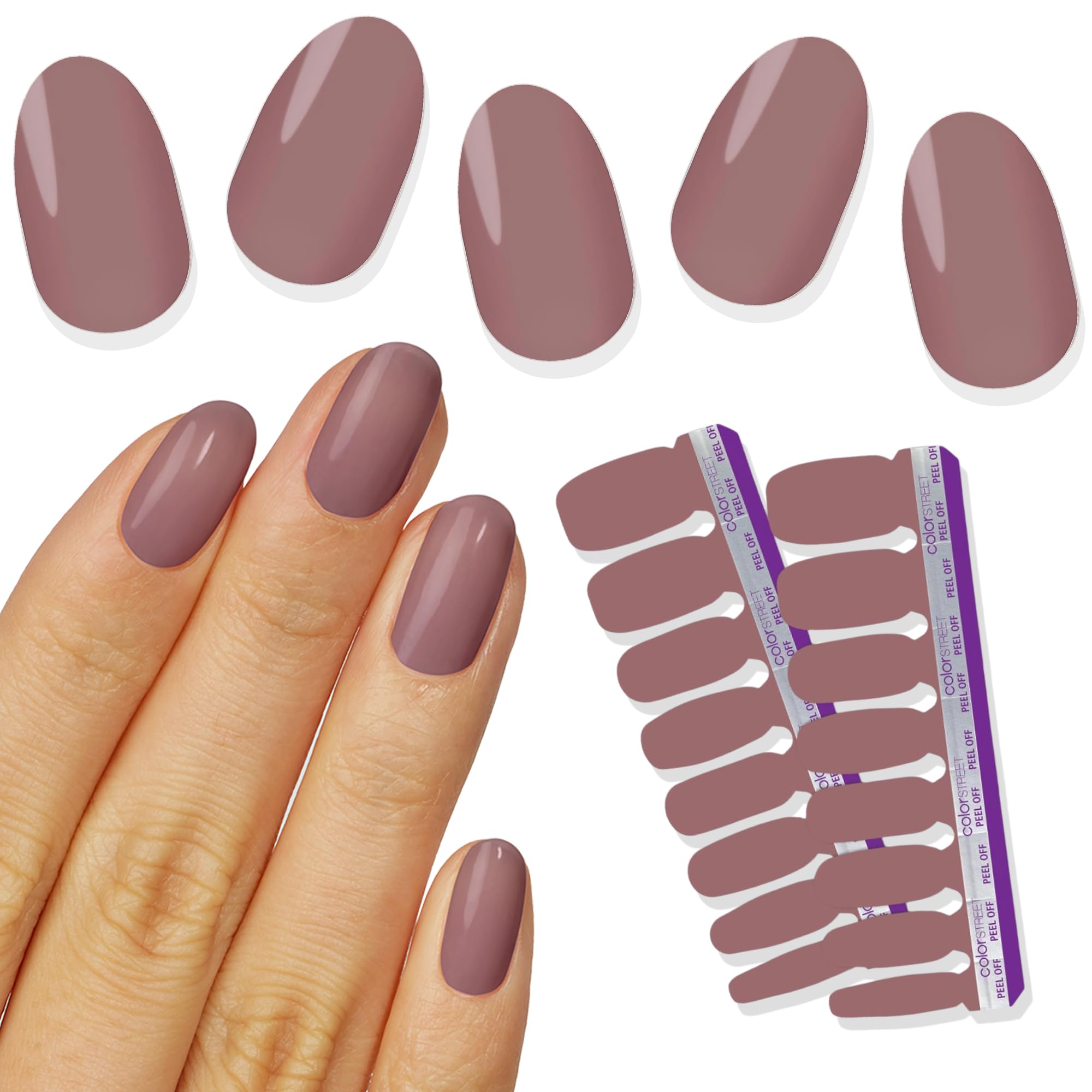 Color Street Macaron Nail Strips – Sheer Deep Mauve Creme Jelly Finish