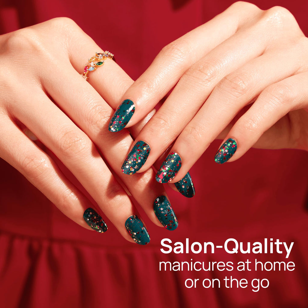 Color Street Yule Love It Teal Confetti Nail Strips | Holiday Manicure