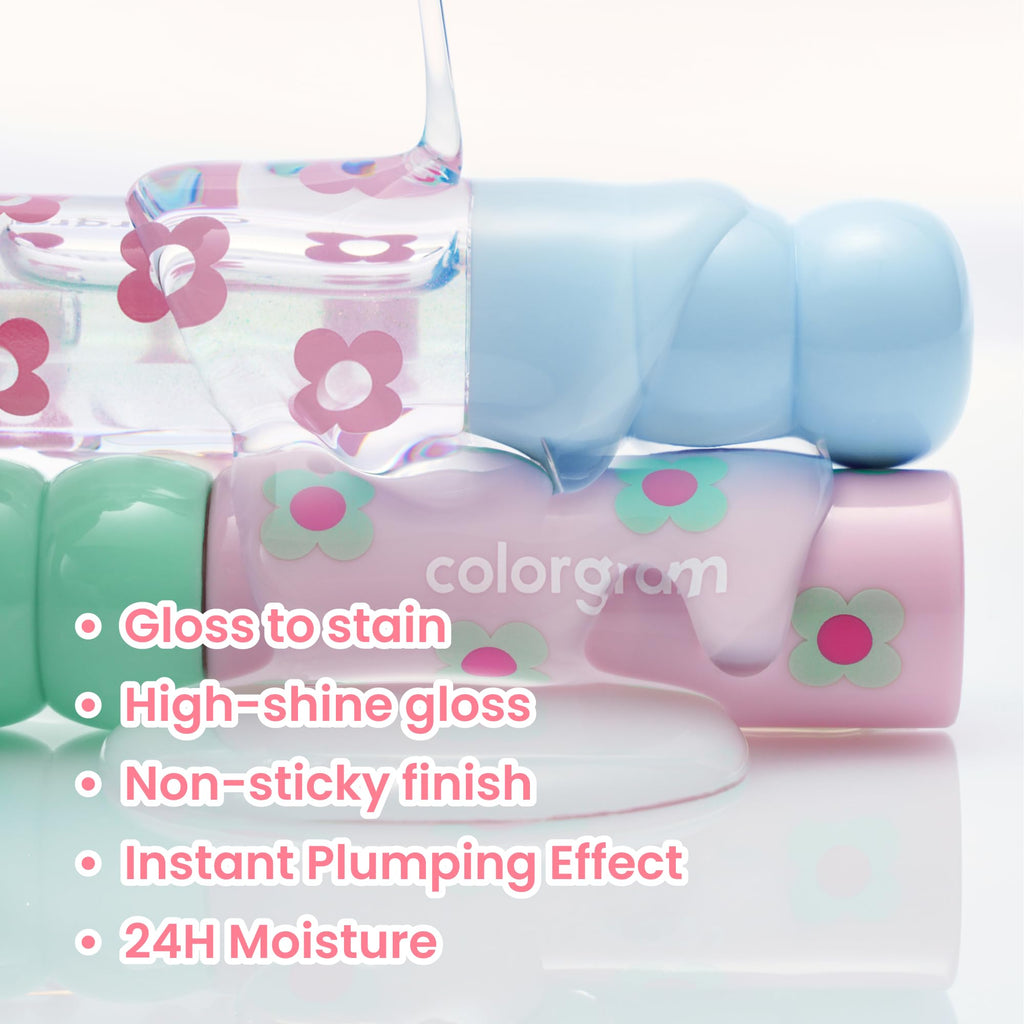 COLORGRAM Fruity Glass Tint 01 Apricot – Long-Lasting, Waterproof Lip Stain | Korean Lip Gloss 0.11 oz
