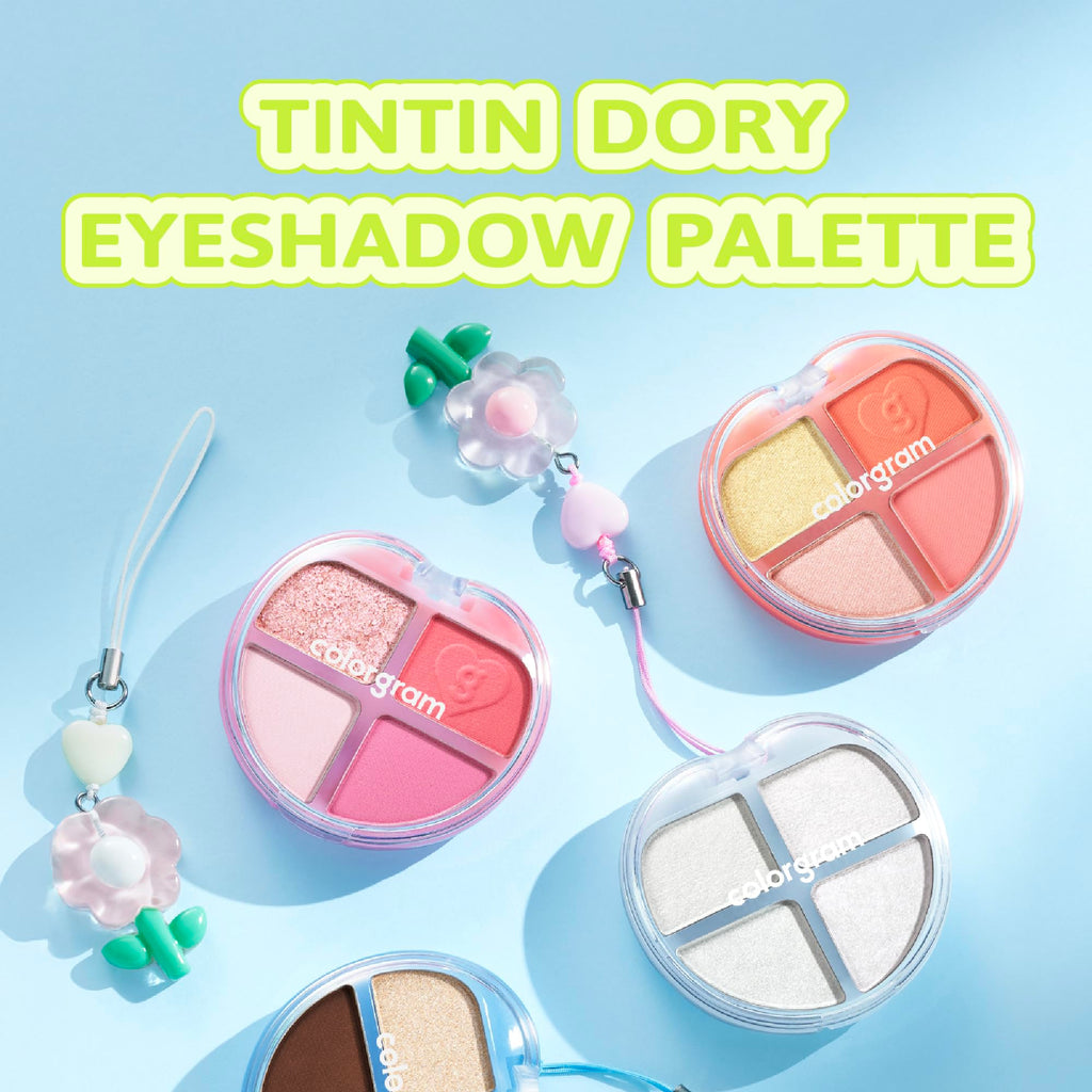 COLORGRAM Tintin Dory Eyeshadow Palette 01 Glitter Dory – 4-Color Compact, Silky & Pigmented