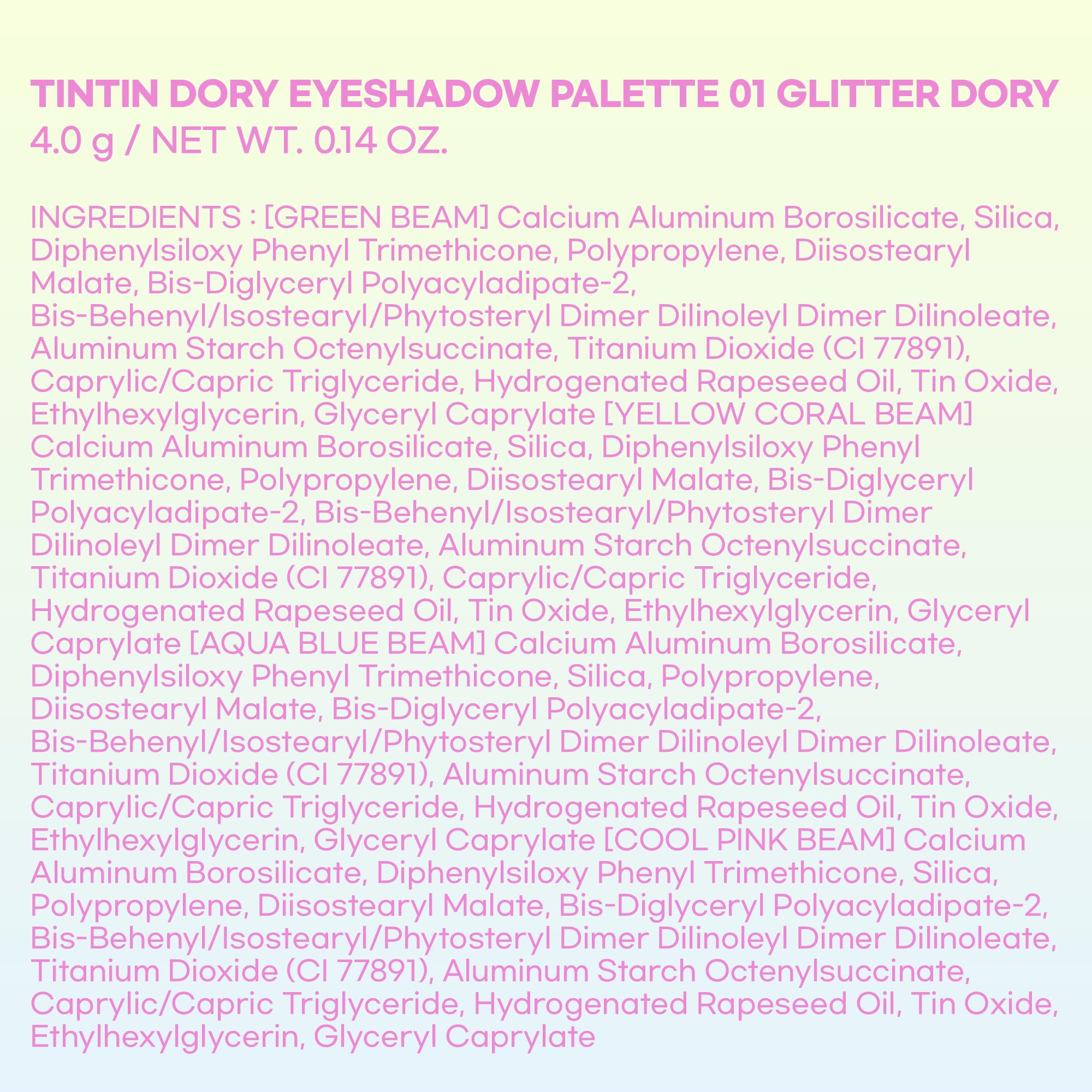 COLORGRAM Tintin Dory Eyeshadow Palette 01 Glitter Dory – 4-Color Compact, Silky & Pigmented