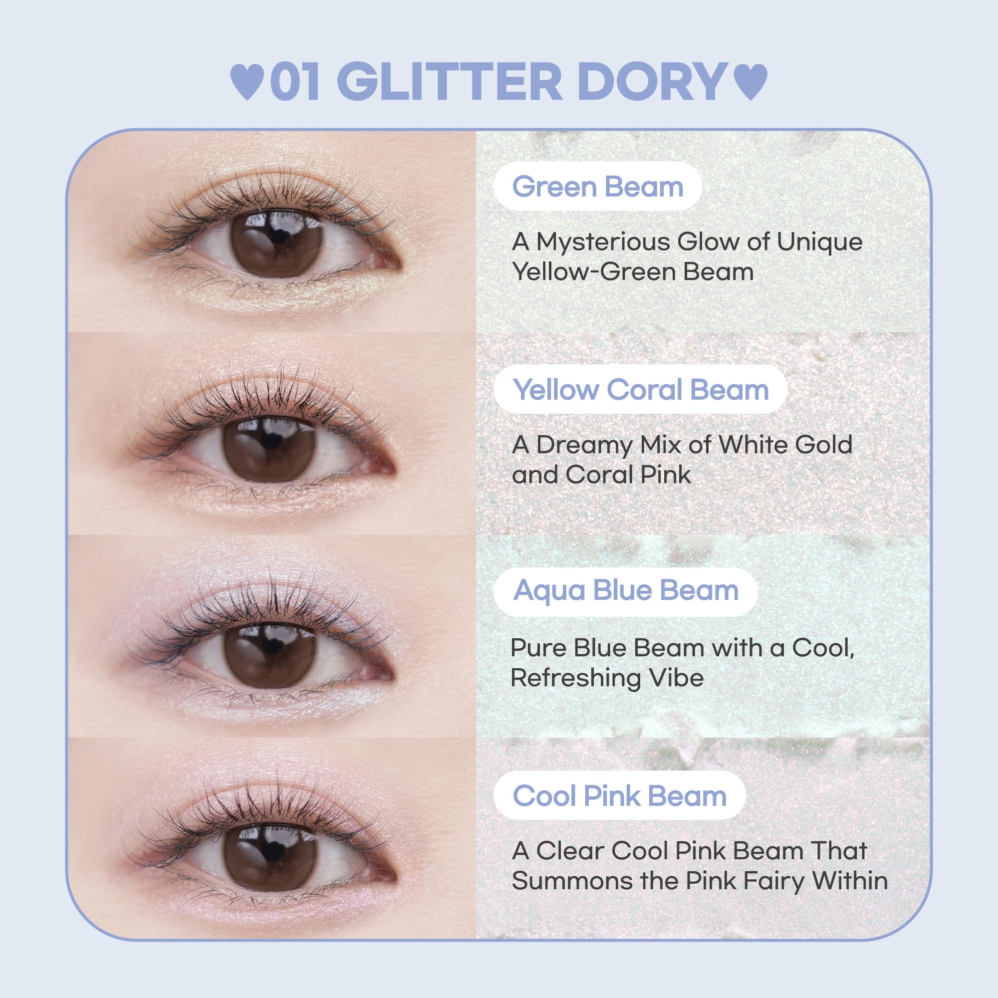 COLORGRAM Tintin Dory Eyeshadow Palette 01 Glitter Dory – 4-Color Compact, Silky & Pigmented