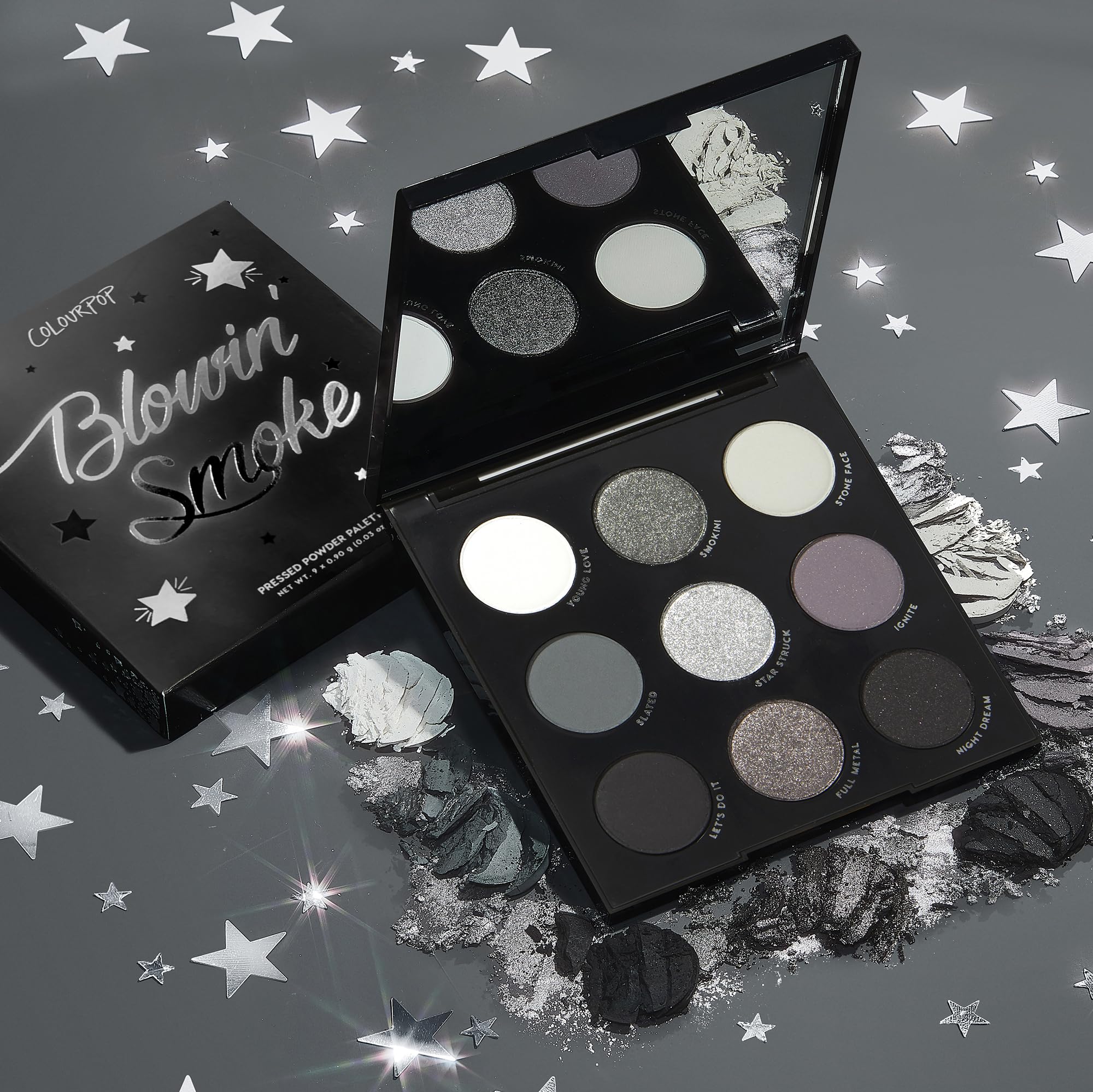 ColourPop Blowin' Smoke Eyeshadow Palette – Silver & Smokey Eye, 0.3 oz