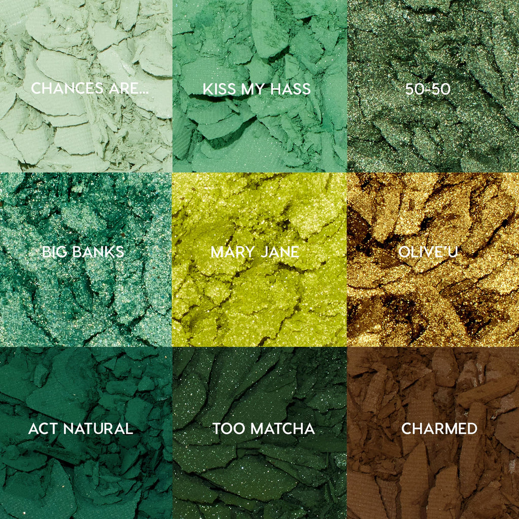 ColourPop Just My Luck Green Eyeshadow Palette | 9 Matte & Metallic Greens, Long-Wearing, 0.3 oz
