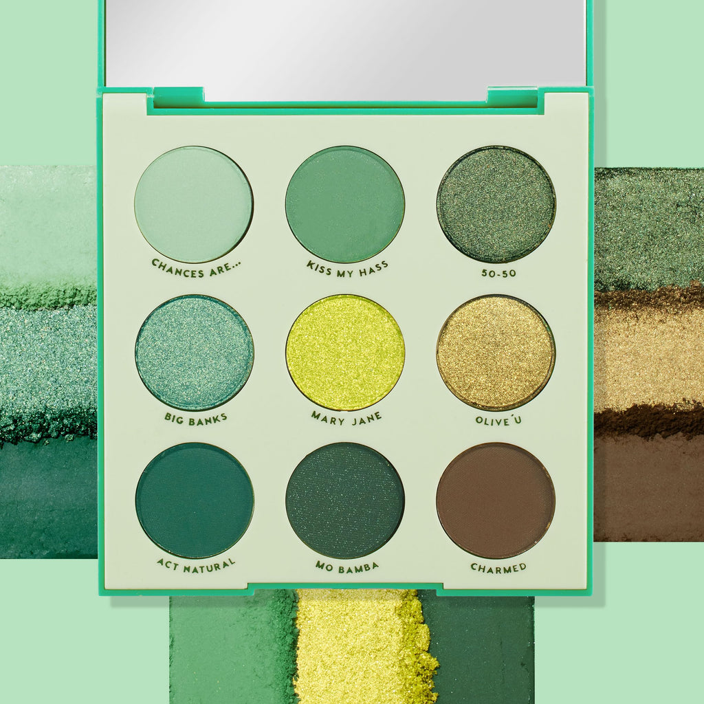 ColourPop Just My Luck Green Eyeshadow Palette | 9 Matte & Metallic Greens, Long-Wearing, 0.3 oz