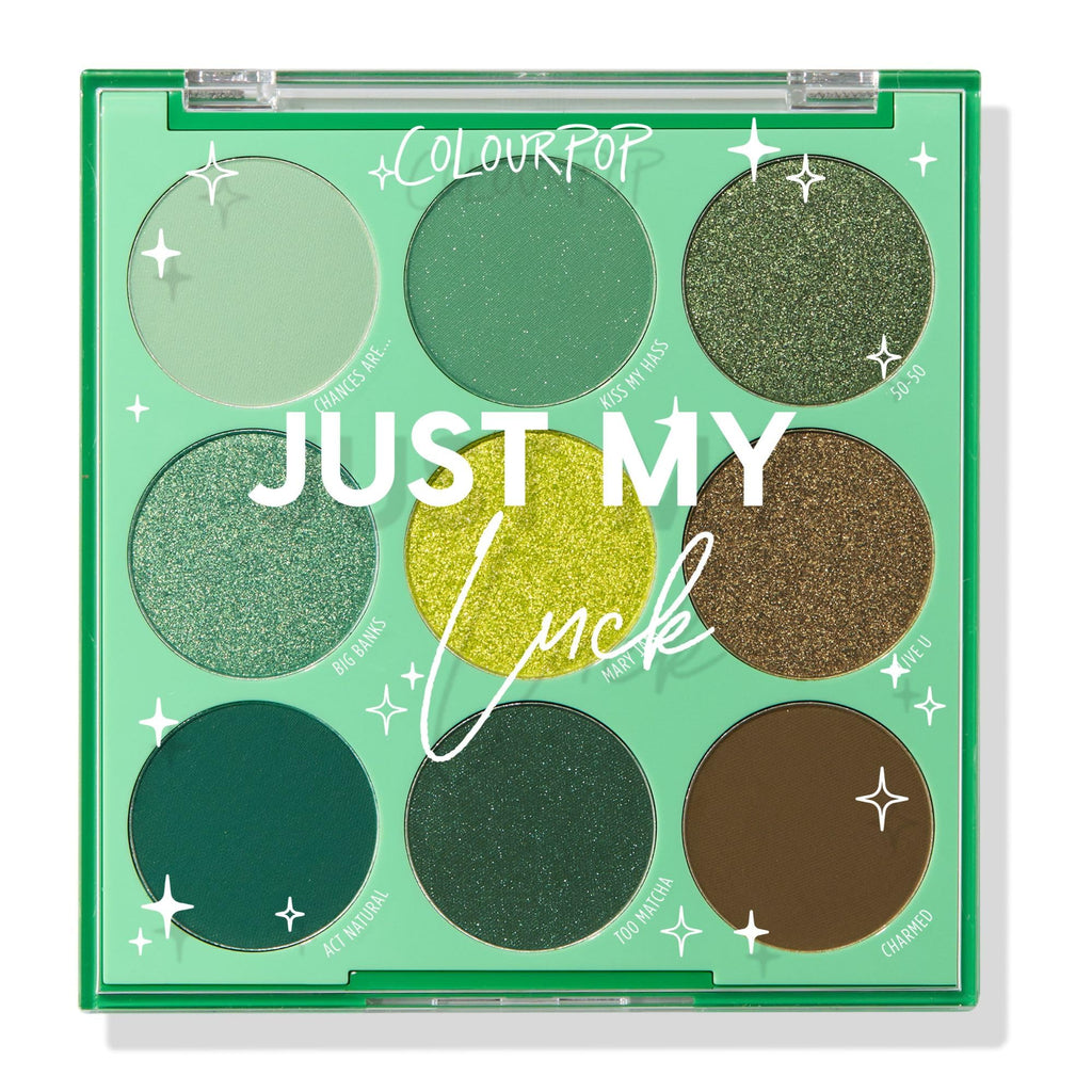 ColourPop Just My Luck Green Eyeshadow Palette | 9 Matte & Metallic Greens, Long-Wearing, 0.3 oz