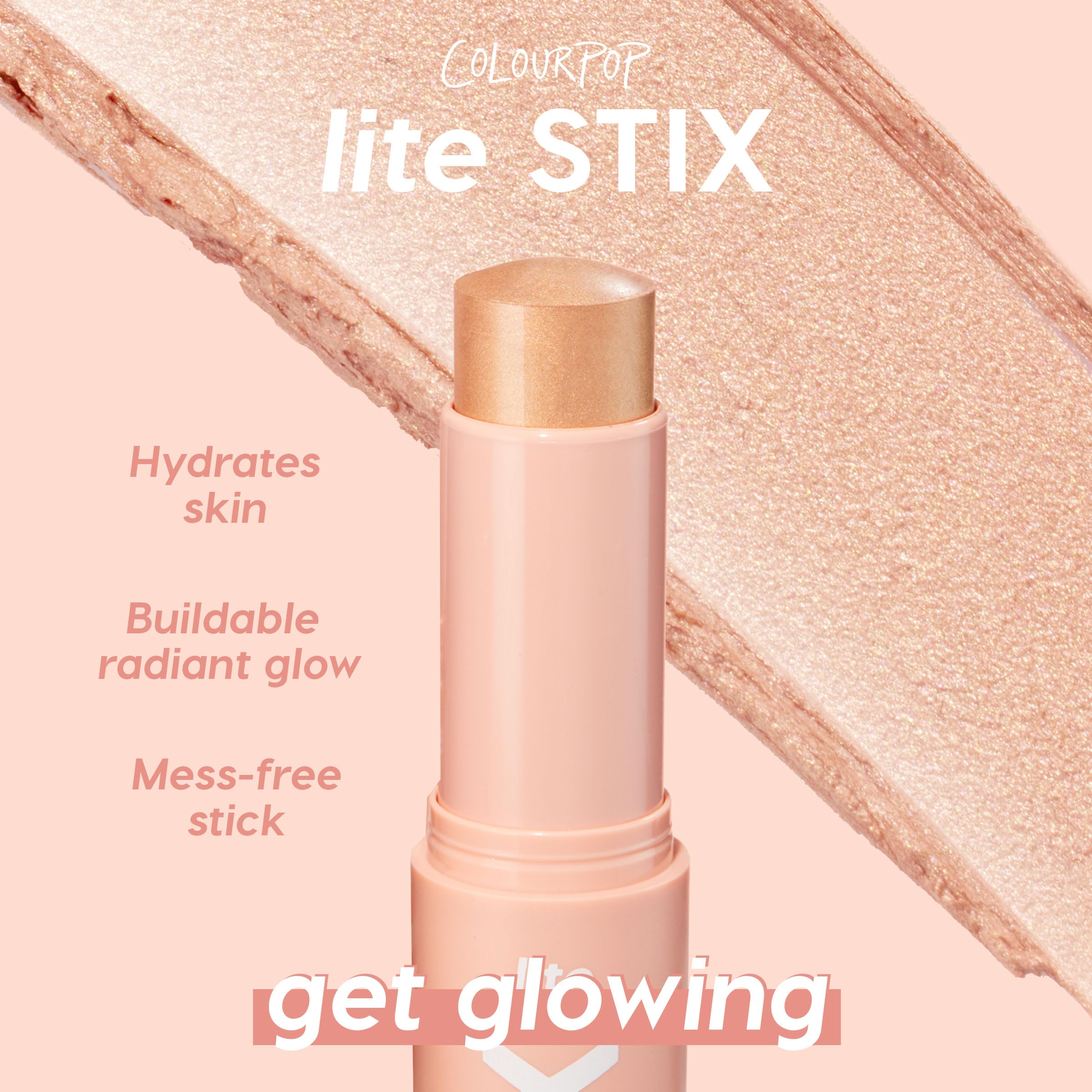 ColourPop Lite Stix Cream Highlighter – Blendable Dewy Glow (0.33 oz) Ignite