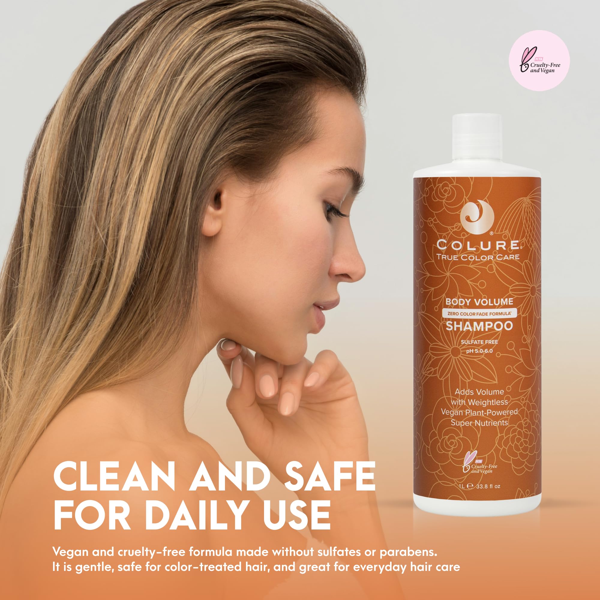 COLURE Body Volume Shampoo – 33 oz | Volumizing, Sulfate-Free Cleanser for Fine Hair