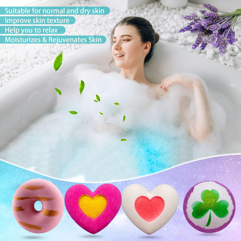 Comfso Bath Bombs Gift Set for Girls — Handmade Bubble Bath for Women & Kids