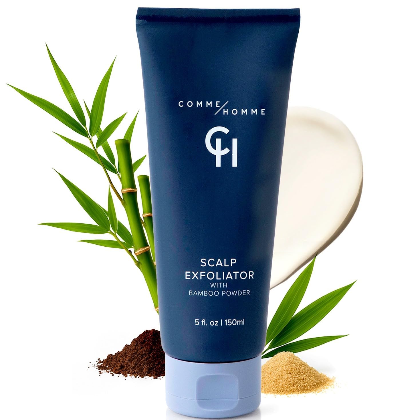 Comme Homme Scalp Exfoliator for Bald Men – Detoxifying Pre-Shave Scrub with Bamboo, Glycolic Acid, Aloe & Caffeine (5 fl oz / 150 ml)