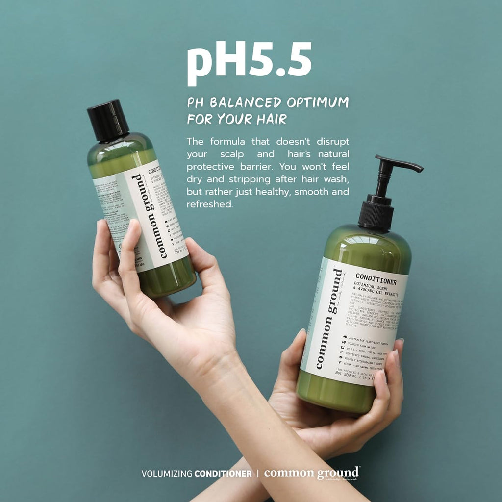 Common Ground Volumizing Natural Shampoo & Conditioner Set – Vegan, Paraben-Free & Cruelty-Free