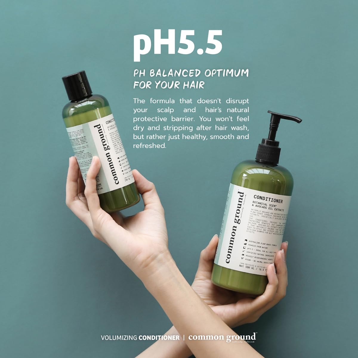 Common Ground Volumizing Natural Shampoo & Conditioner Set – Vegan, Paraben-Free & Cruelty-Free
