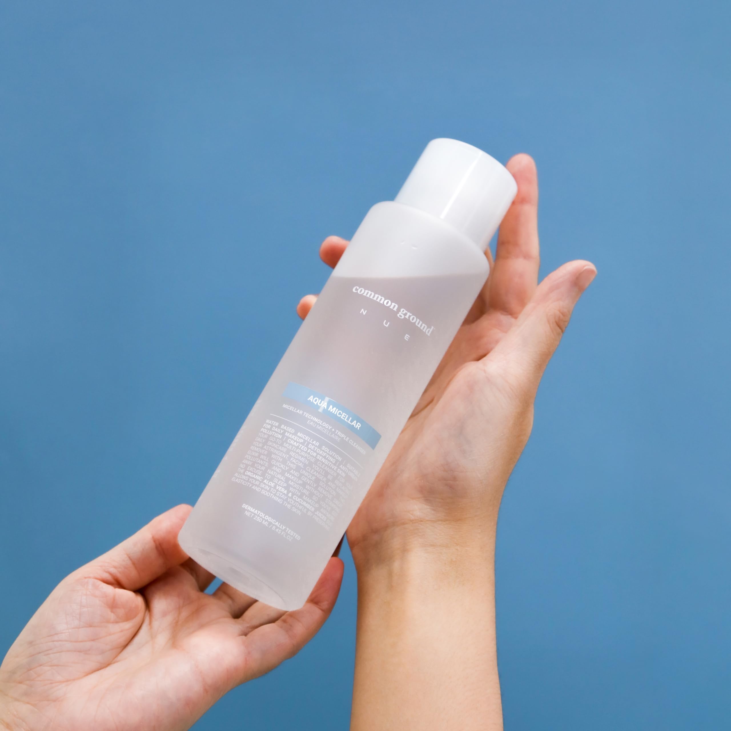 COMMON GROUND NUE Aqua Micellar 3-in-1 Cleanser: Makeup Remover, Astringent, Hydrating | Aloe Vera & Cucumber | Pack of 2