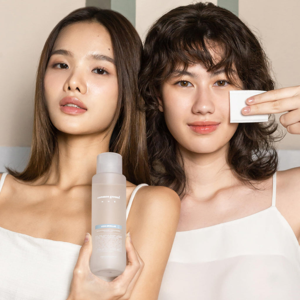 COMMON GROUND NUE Aqua Micellar 3-in-1 Cleanser: Makeup Remover, Astringent, Hydrating | Aloe Vera & Cucumber | Pack of 2