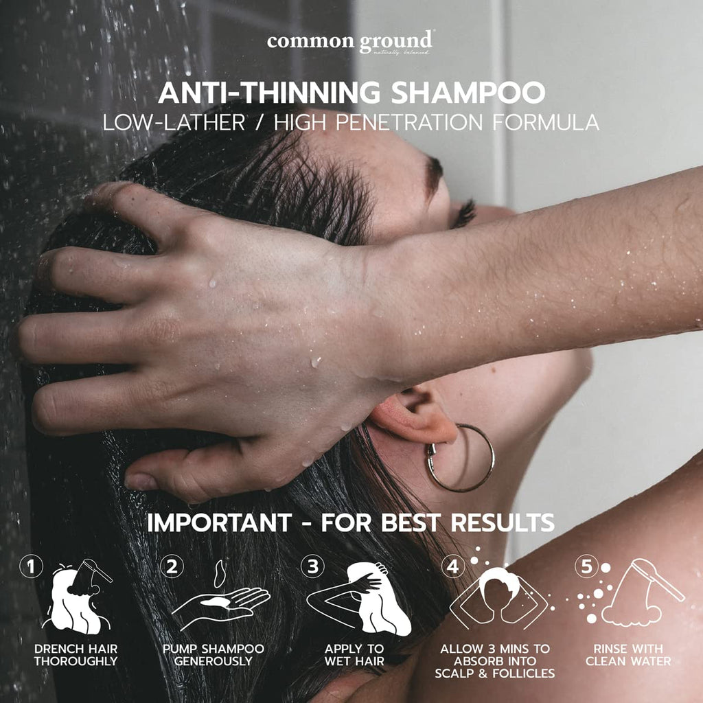 Common Ground Natural Anti-Thinning Shampoo - Bergamot & Rosemary, DHT-Blocking, Vegan & Cruelty-Free