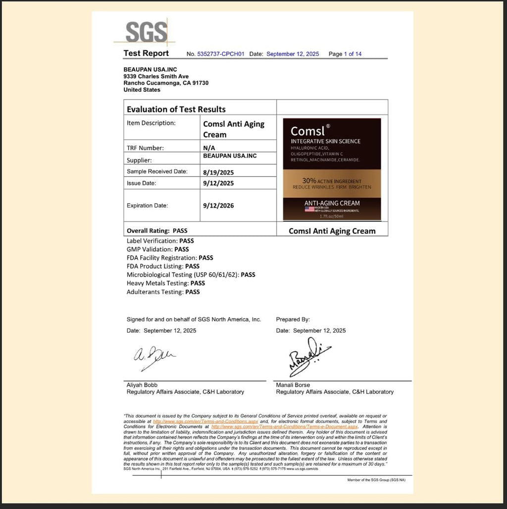 comsl US-Made Retinol Vitamin C Niacinamide Moisturizer – 30% Active, SGS Certified, 1.7 fl oz